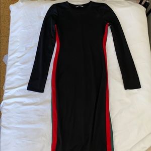 Long Black Dress With Red and Green Sides